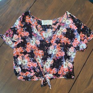 Black and Floral Crop Top